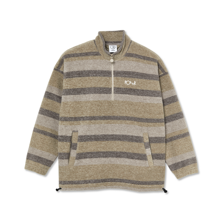 Polar Multi Stripe Fleece Pullover Light Brown