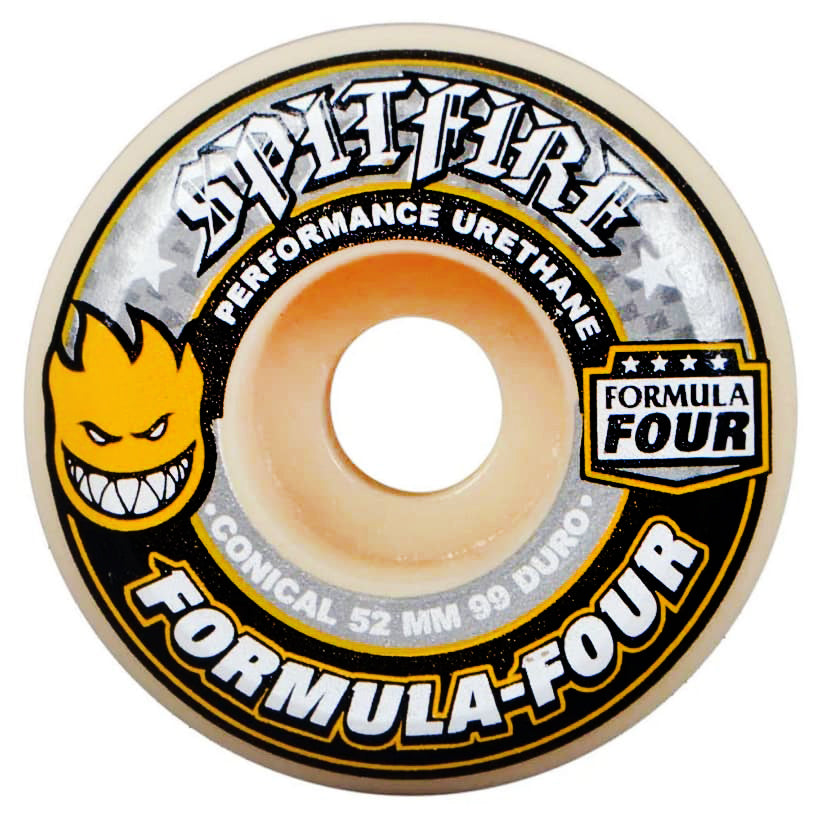 Spitfire Wheels F4 99D Conical Yellow Print 52mm