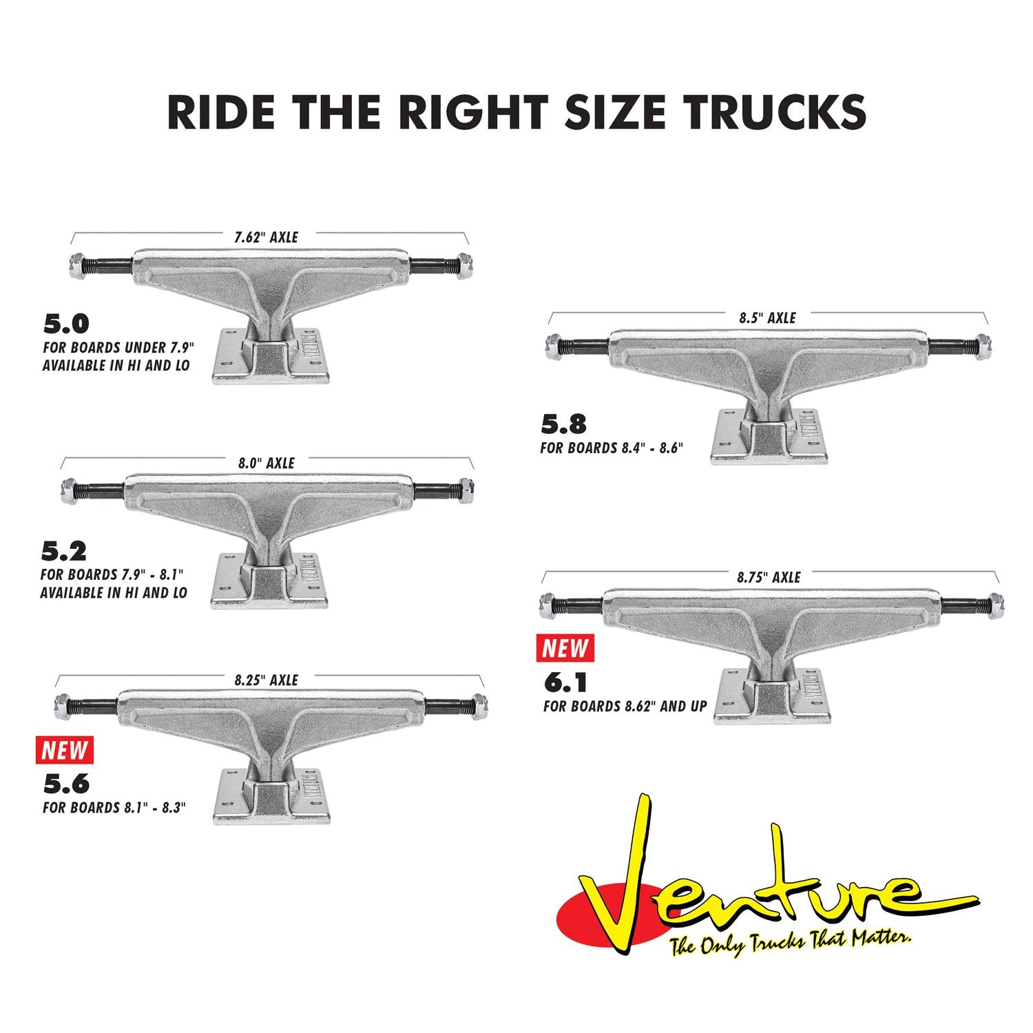 Venture V-Hollow Trucks Polished (Sold As A Single Truck