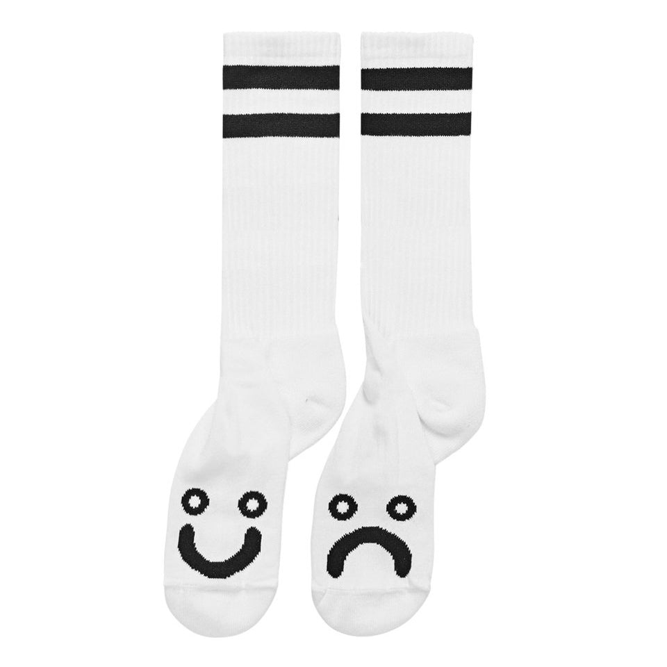 Polar Skate Co. Happy Sad Socks Long White