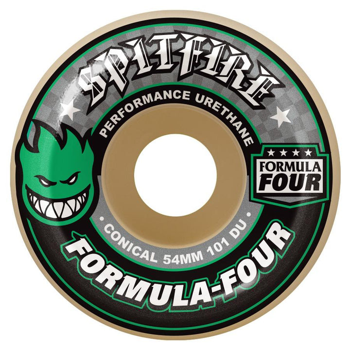 Spitfire Wheels Formula Four Conical Green Print 54mm 101a