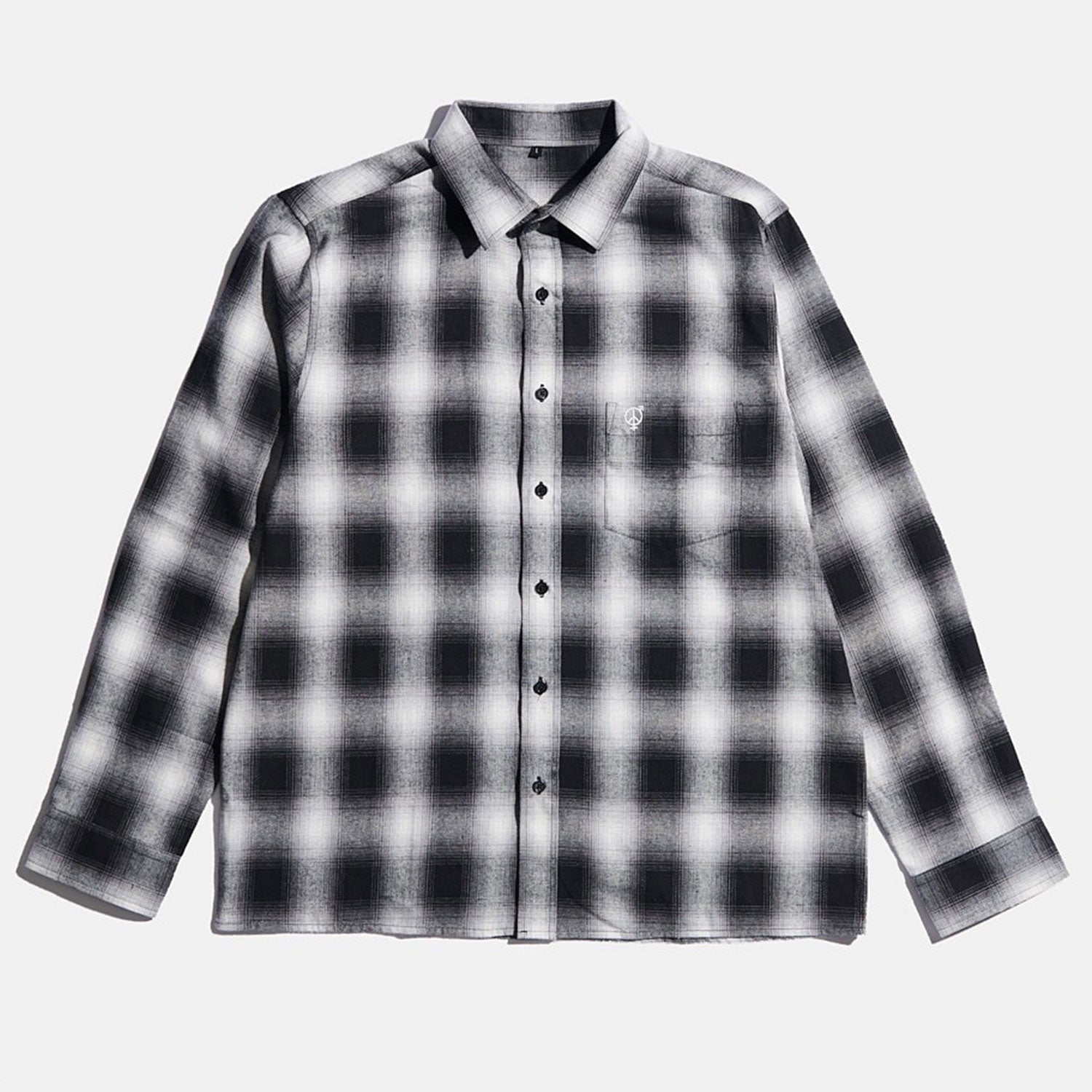 Sex Hippies Shadow Plaid Flannel Shirt White / Black - Orchard