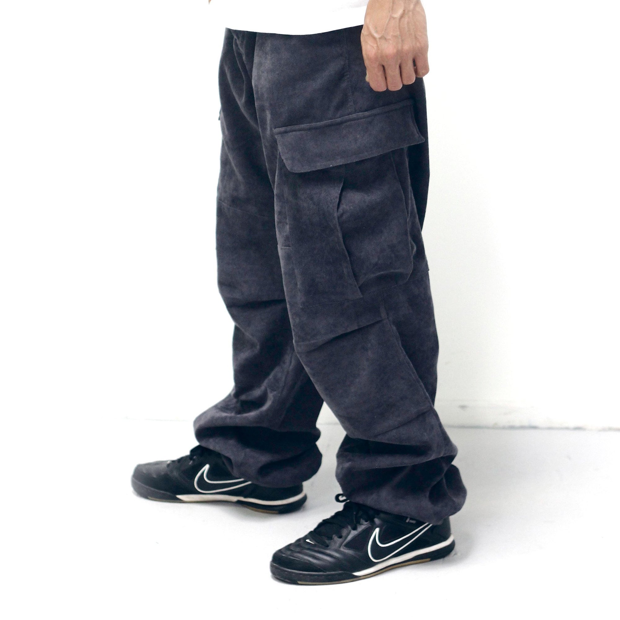 Snack Unlock Corduroy Cargo Pants Charcoal